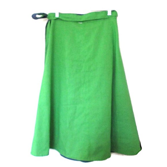 1970s vintage reversible denim green midi wrap skirt size medium - Picture 7 of 7